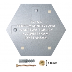 Szklana tablica magnetyczna sześciokąt 55x47,6 cm ORZECHOWY